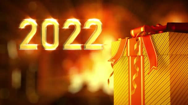 Surprise Gift Box Text 2022 Hearth Backdrop Christmas — Stock Video