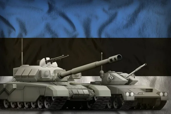 Tanques Fondo Bandera Estonia Estonia Tanque Fuerza Concepto Ilustración —  Fotos de Stock