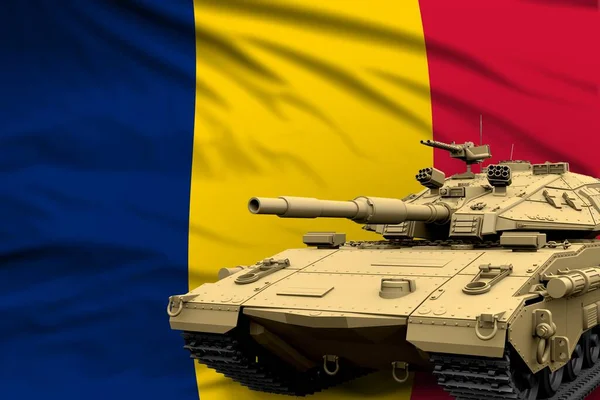 Tschad Moderner Panzer Mit Nicht Echtem Design Auf Dem Fahnenhintergrund — Stockfoto