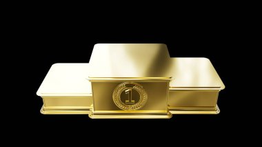 Golfçü kazananlar podyumu siyah zemin, izole edilmiş - nesne 3D görüntüleme üzerine ödüllendirdiler