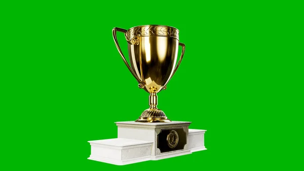 1St Place Prize Cup Podium Green Screen Isolated Object Rendering — Stock Photo, Image