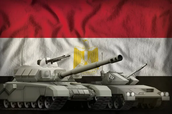 Panzer Auf Dem Hintergrund Der Ägyptischen Flagge Ägyptens Panzertruppen Konzept — Stockfoto