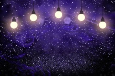 Kıvılcımlar saçan kıvılcımlar saçan parlak, parlak arka plan ampulleri - içeriğiniz için boş boşluklu festal model dokusu