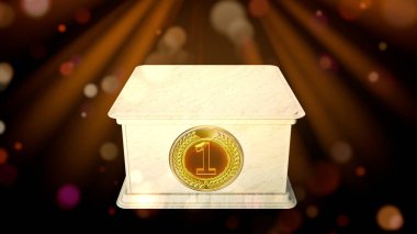 Renkli arkaplanlı taş şampiyonları podyumu - nesne 3D illüstrasyon