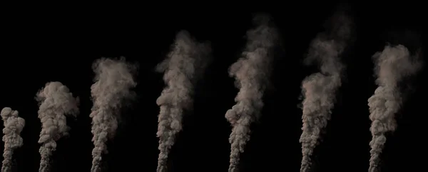 Enorm Pelare Luftföroreningar Svart Isolerad Cgi Industriell Illustration — Stockfoto