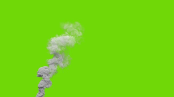 Столб Серого Токсичного Дыма Городского Пожара Зеленом Экране Изолированный — стоковое видео