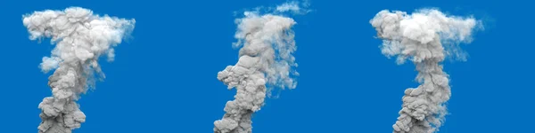 Graue Co2 Rauchsäulen Aus Kraftwerk Auf Blauem Isoliertem Industrielles Rendering — Stockfoto