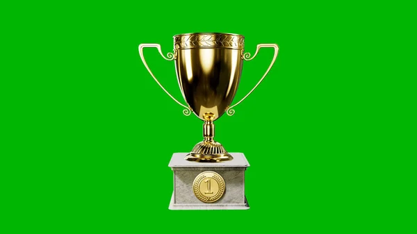 Award Goblet Pedestal Chroma Key Screen Isolated Object Rendering — Stock Photo, Image