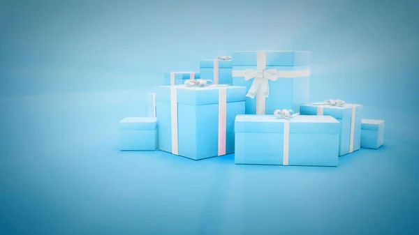 Cute Blue Holiday Present Box Object Illustration — 스톡 사진