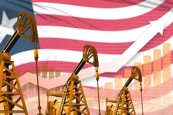 Liberia Concetto Industria Petrolifera Illustrazione Industriale Innalzamento Del Grafico Sullo — Foto Stock