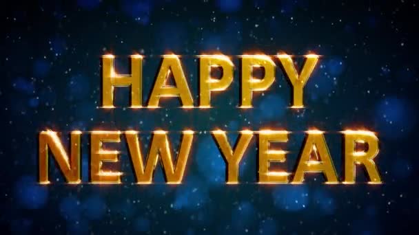 Glowing Text Happy New Year Snow Colorful Vivid Backdrop — Stock Video