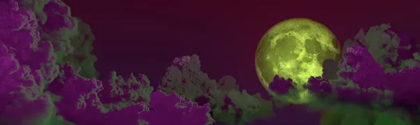 Фон Панорамные Огромные Кумулятивные Облака Луна Cgi Nature Иллюстрация — стоковое фото