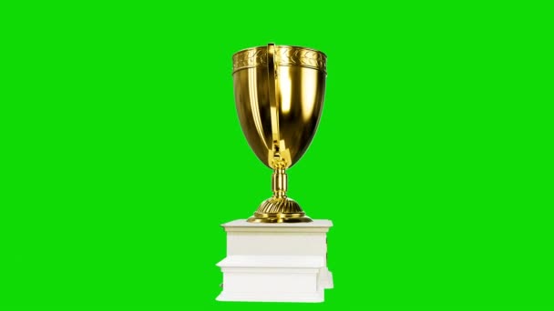 Tazón Ganadores Con Pedestal Pantalla Croma Clave Aislado — Vídeo de stock