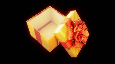 Siyah, izole edilmiş nesne 3D illüstrasyon üzerinde güzelleştirilmiş altın ve kırmızı var.