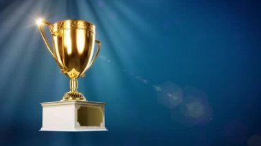 Kazananlar kupası boş bir yer ile bokeh arkaplan üzerinde