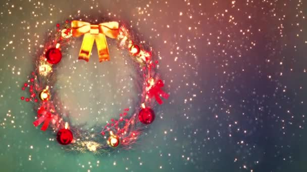 Beautified Colorful Xmas Circlet Empty Space Your Text — Stock Video