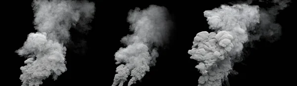 Branco Poluir Colunas Fumaça Usina Óleo Combustível Preto Isolado Ilustração — Fotografia de Stock