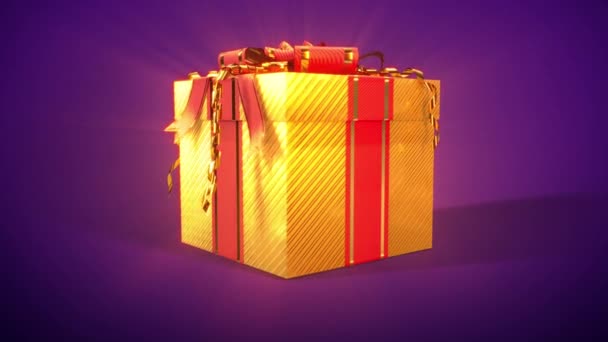 Oro Rojo Regalo Decorado Concepto Brillante — Vídeo de stock