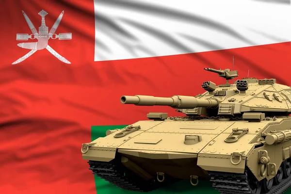 Heavy Tank Fiktív Design Omán Zászló Háttér Modern Tank Katonai — Stock Fotó