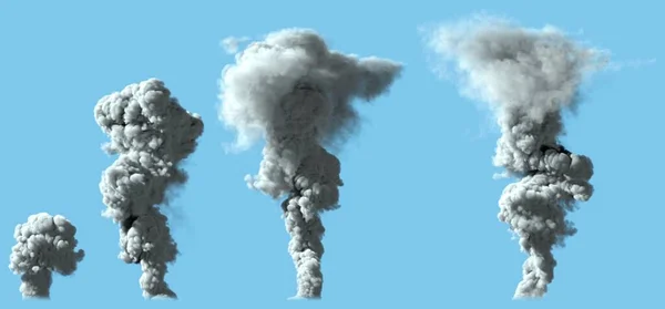 Różne Obrazy Gęstej Szarości Słupa Dymu Jak Wulkanu Lub Ogromnej — Zdjęcie stockowe