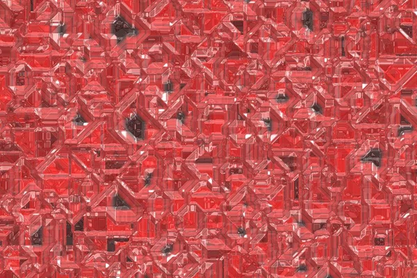 Ładny Czerwony Techno Drut Optyczny Wzór Cyfrowy Sztuka Tło Ilustracja — Zdjęcie stockowe
