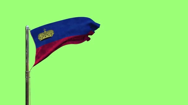 Mávání Vlajkou Lichtenštejnska Pro Den Vlajky Zelené Obrazovce Izolované — Stock video