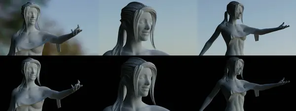 Gjuten Realistisk Skulptur Med Ljusfördelning För Konstnärer Isolerad Objekt Rendering — Stockfoto
