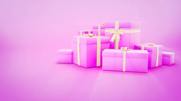 Schöne Lila Weihnachtsgeschenke Stapeln Sich Objekt Illustration — Stockfoto