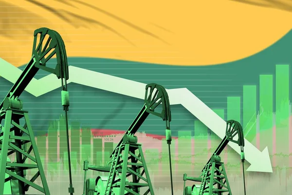 Концепция Нефтяной Промышленности Литвы Промышленная Иллюстрация Уменьшение Диаграммы Фоне Флага — стоковое фото