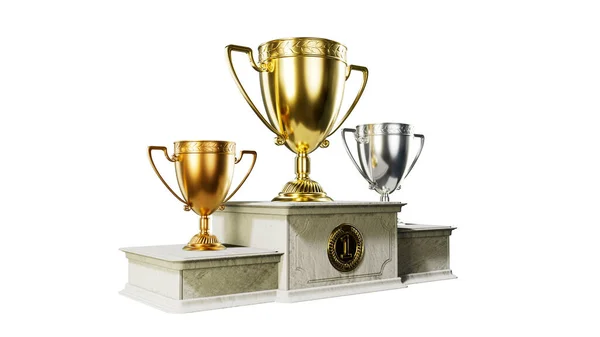 Puchar Nagród Cokole Zwycięstwo Biznesu Izolowane Obiekt Ilustracja — Zdjęcie stockowe