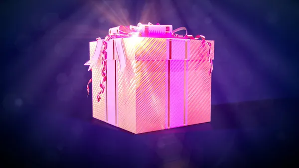 Beleuchtung Verschönert Urlaub Lila Überraschung Geschenk Box Objekt Rendering — Stockfoto