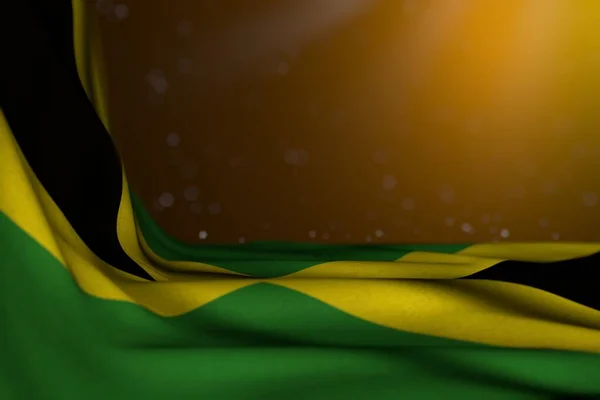 Ziemlich Dunkle Illustration Von Jamaica Flagge Liegt Diagonal Auf Gelbem — Stockfoto