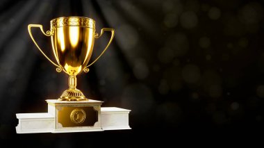 Odaklanamayan arkaplan üzerine ödül kupası - soyut 3D oluşturma