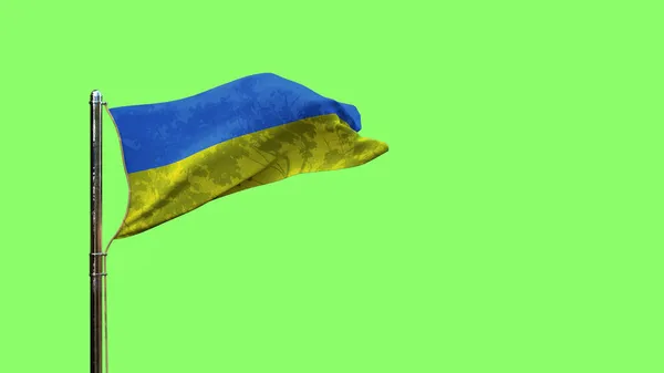 Mávání Vlajkou Ukrajiny Pro Hymnu Den Obrazovce Chroma Key Izolovaný — Stock fotografie