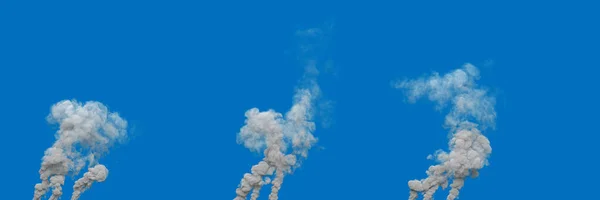 Colonne Fumo Tossico Grigio Incendio Blu Isolato Illustrazione Industriale — Foto Stock