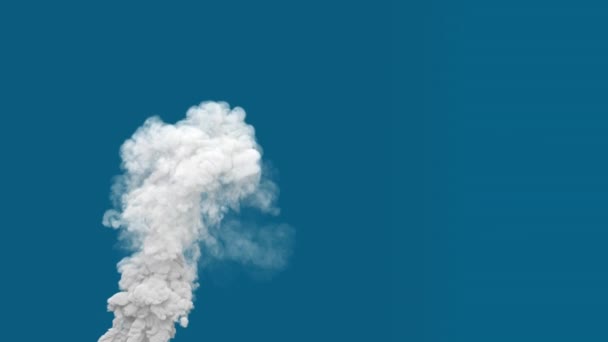Elszigetelt Fehér Sűrű Szén Dioxid Kibocsátású Füstoszlop Kipufogógáz — Stock videók