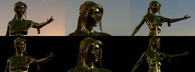 Sanat için aydınlık ve gölgeli taş heykel, izole edilmiş - 3B nesne