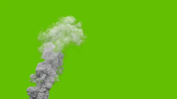 Grå Koldioxid Rök Kolonn Från Skogsbrand Grön Skärm Isolerad Industriell — Stockfoto