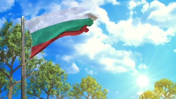 Güneşli Bir Günde Bulgaristan Bayrağı Konfor Yaşam Sembolü — Stok video
