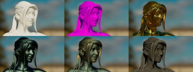 Mermer, demir, cuprum ve çimento heykeli - ressamlar için örnekler - nesne 3D görüntüleme