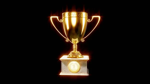Golden 1St Place Bowl Pedestal Championship Achievement Sign Isolated Object — Stock Photo, Image