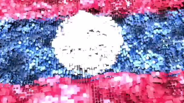 Drapeau Lumineux République Démocratique Populaire Lao Boucle — Video