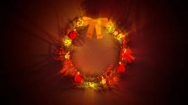 Bonito Decorado Natal Coroa Colorido Pano Fundo Digital Objeto Ilustração — Fotografia de Stock