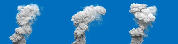 Colunas Fumaça Poluição Cinza Vulcão Azul Isolado Ilustração Industrial — Fotografia de Stock