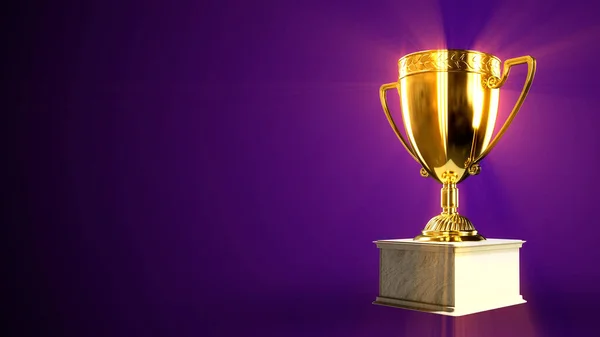 Tigela Prêmio Dourado Muito Brilhante Pedestal Ilustração Objeto — Fotografia de Stock