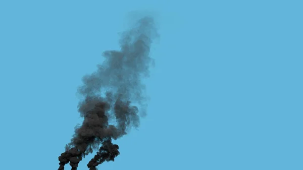 Kara Yoğun Co2 Emisyonları Elektrik Santralinden Duman Emisyonu Izole Edilmiş — Stok fotoğraf