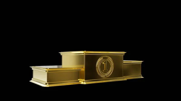 Goldish Winners Award Podium Black Background Isolated Object Rendering — Stock Photo, Image