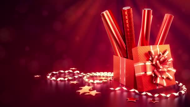 Rote Geschenkverpackung Und Geschenkbox Auf Hellem Hintergrund Isoliert — Stockvideo