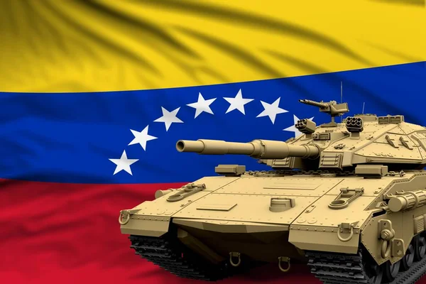 委内瑞拉现代坦克没有真正的设计上的国旗背景 坦克军队的概念 军用三维插图 — 图库照片