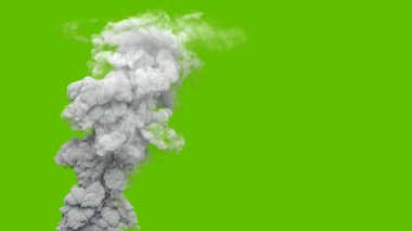 Gri karbondioksit emisyonu duman sütunu yeşil ekranda, izole - endüstriyel 3D illüstrasyon